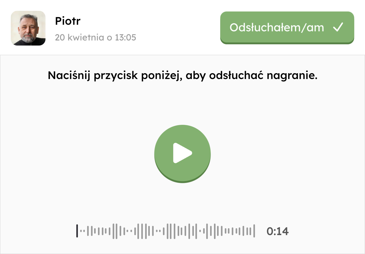 Przychodząca wiadomość głosowa