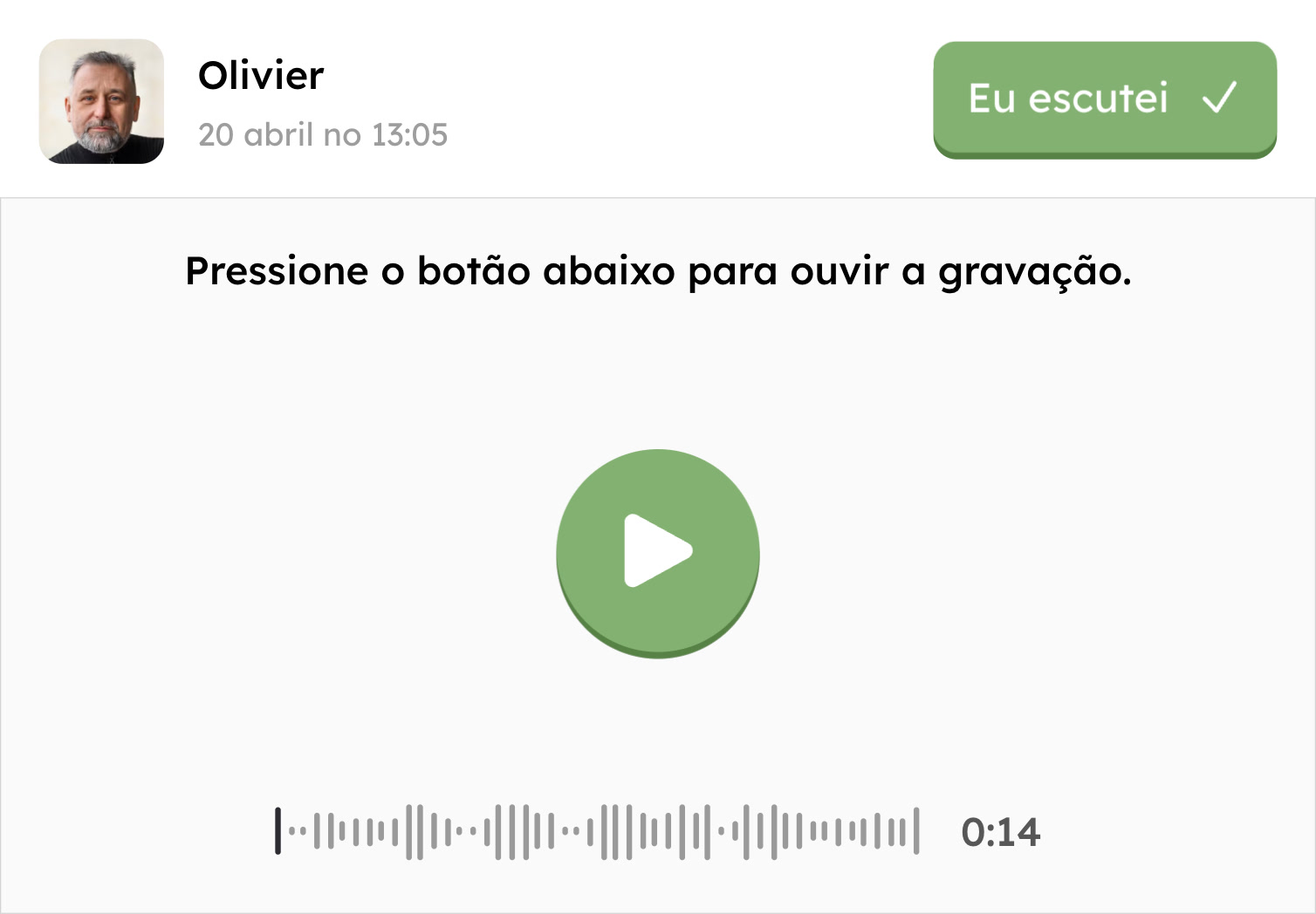 Mensagem de audio recebida