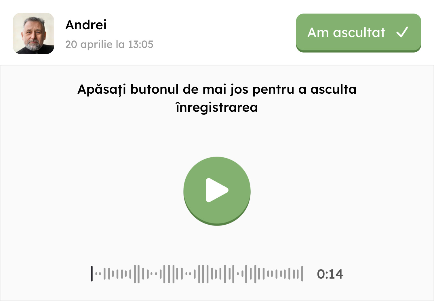 Mesaj audio primit