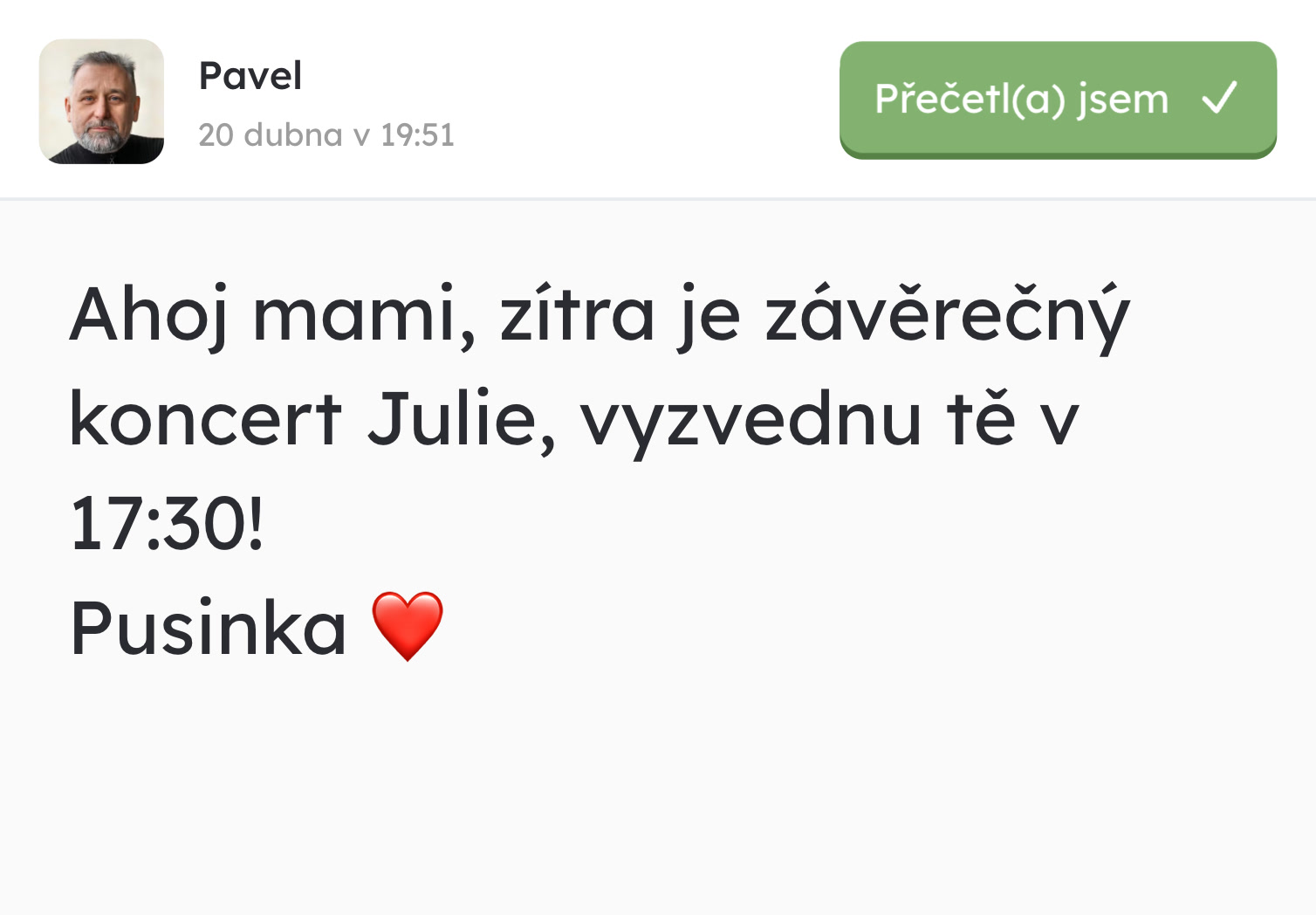 Příchozí textová zpráva