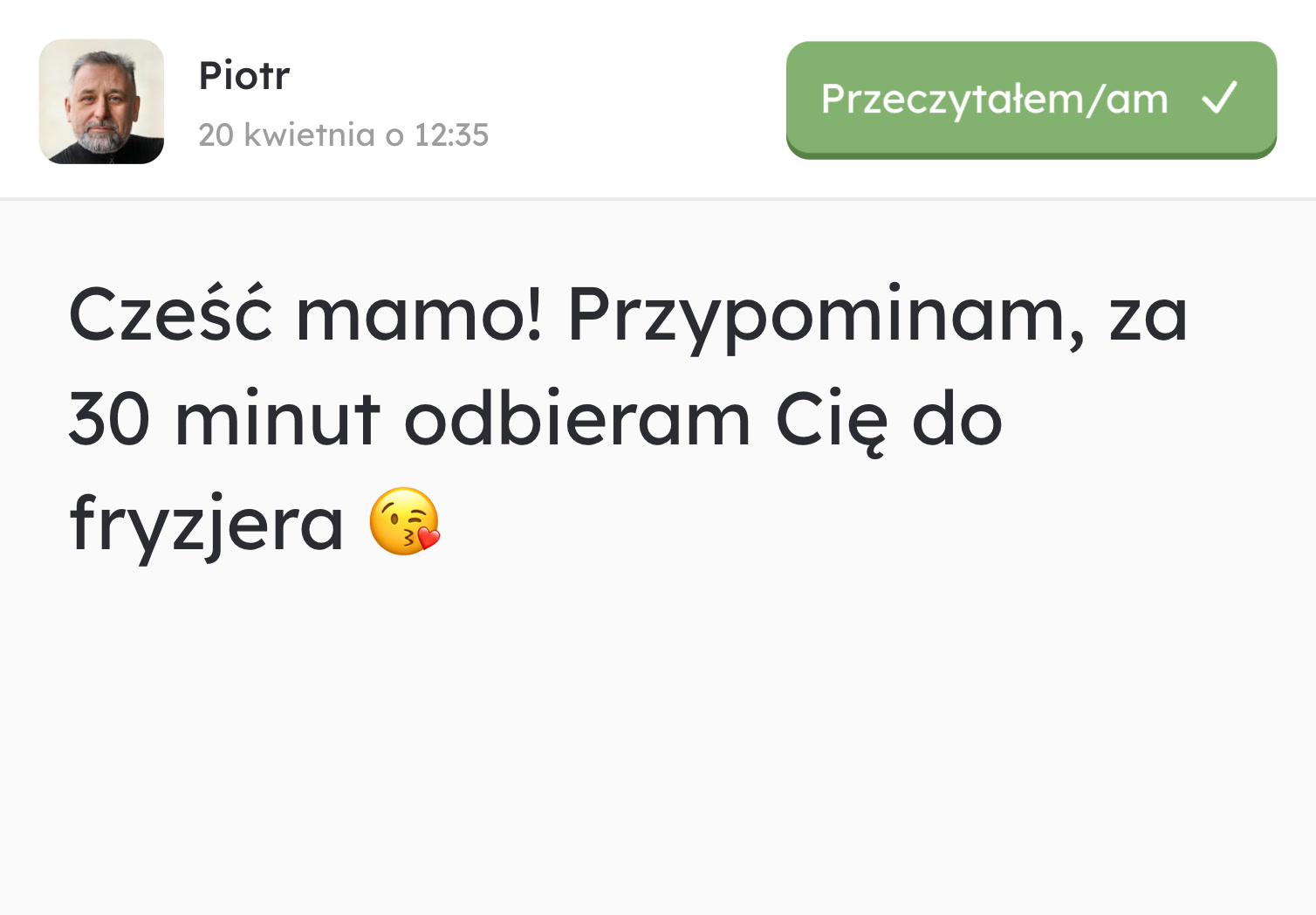 Przychodząca wiadomość tekstowa