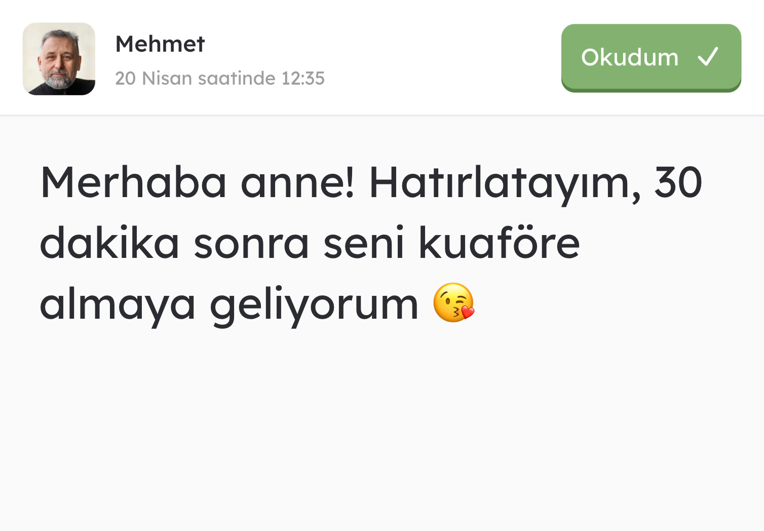 Gelen metin mesajı