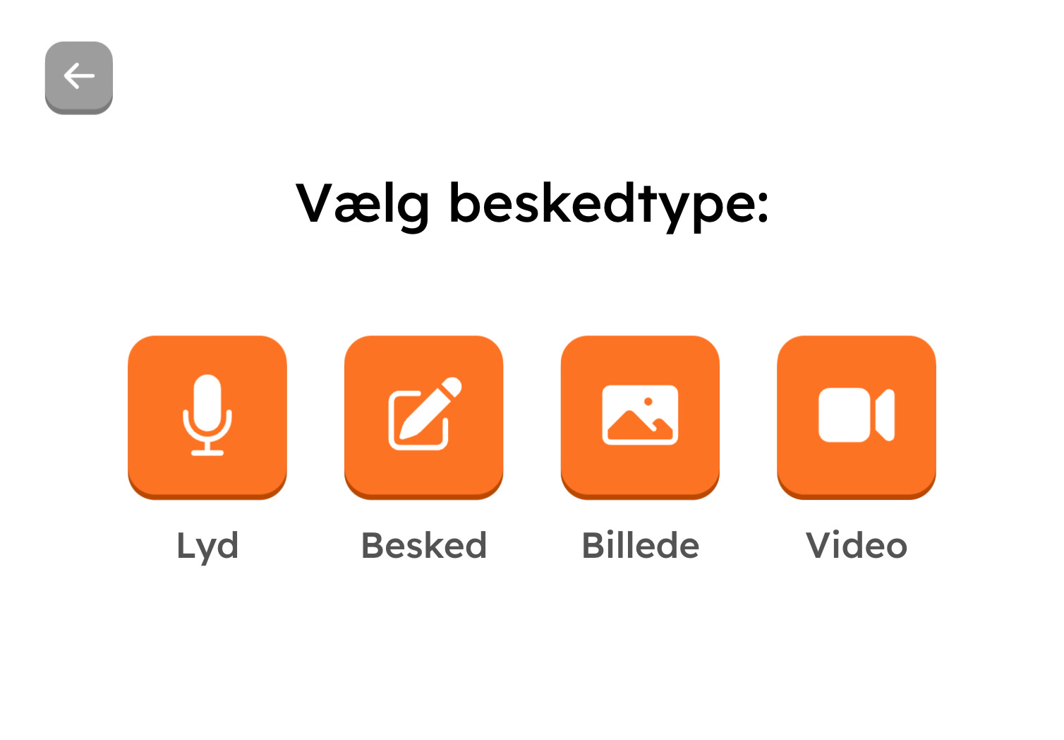 Valg af beskedtype