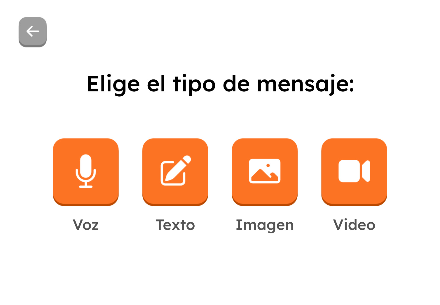Seleccion del tipo de mensaje