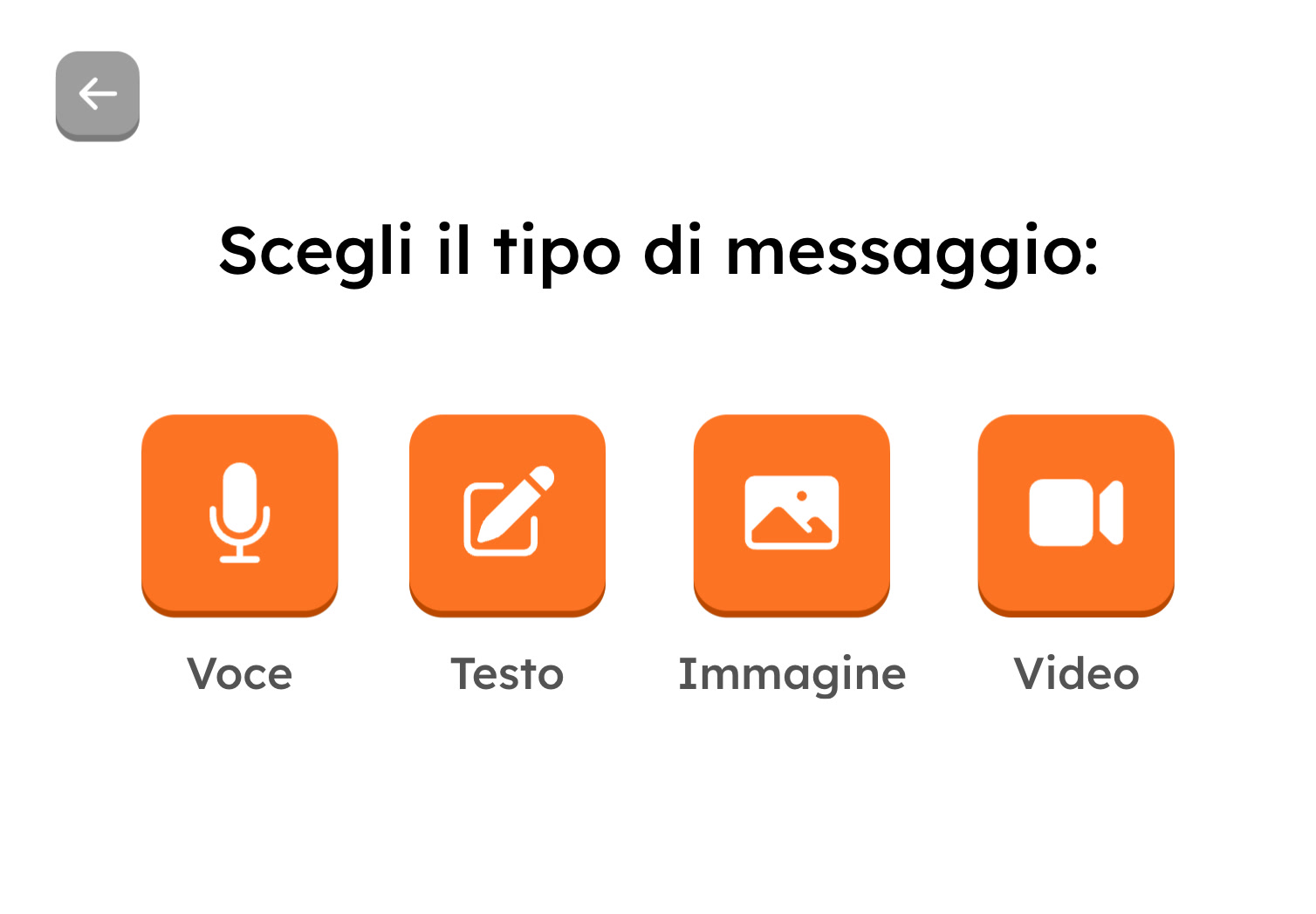 Selezione tipo di messaggio