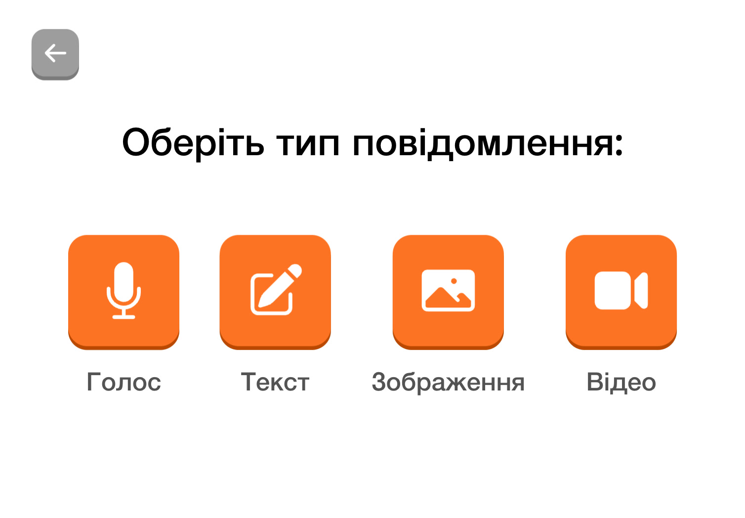 Вибір типу повідомлення