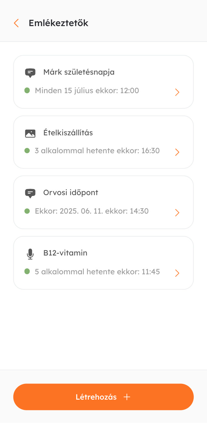 Emlékeztetők beállítása